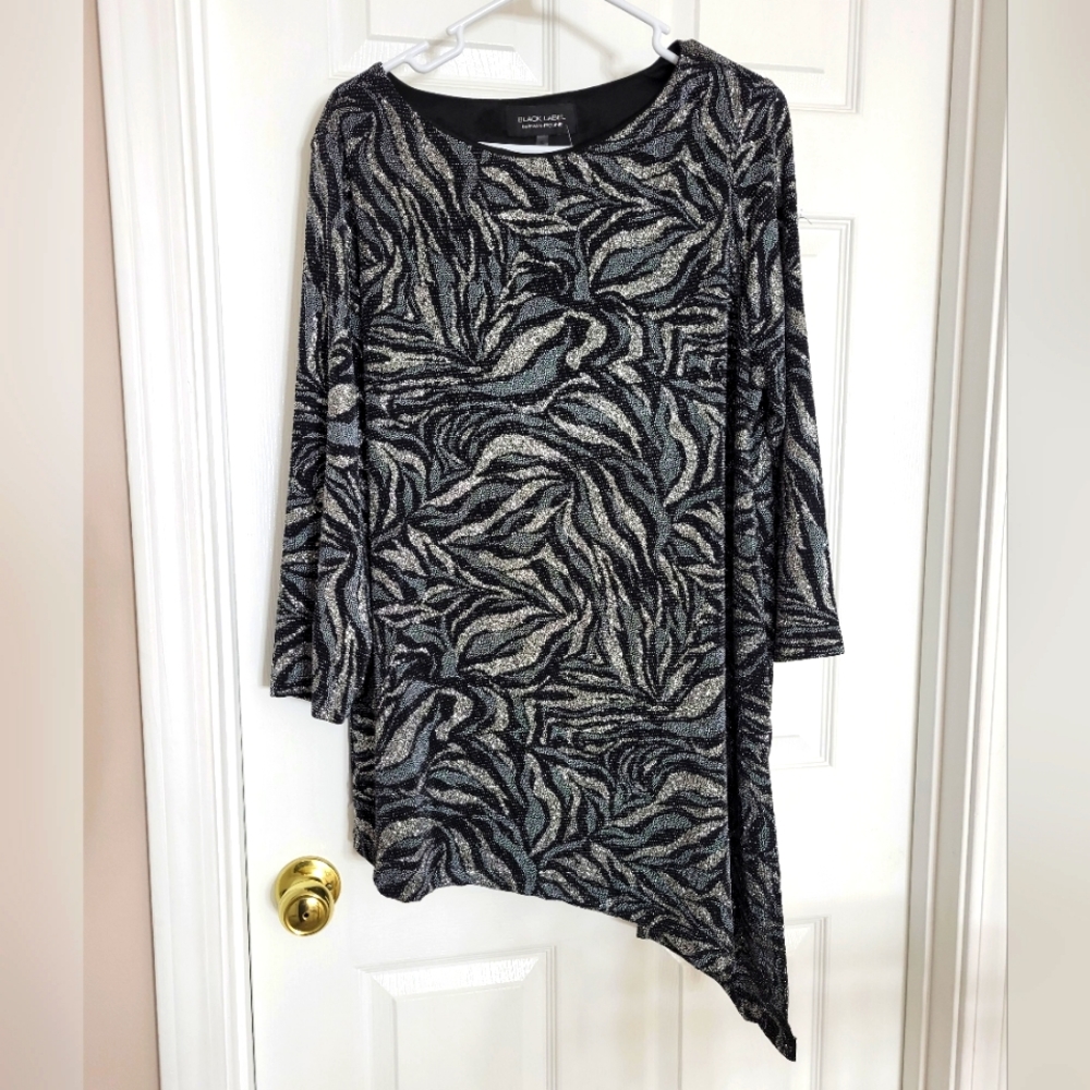 Evan Piccone size 16 formal silver and black glitter top New Without tags